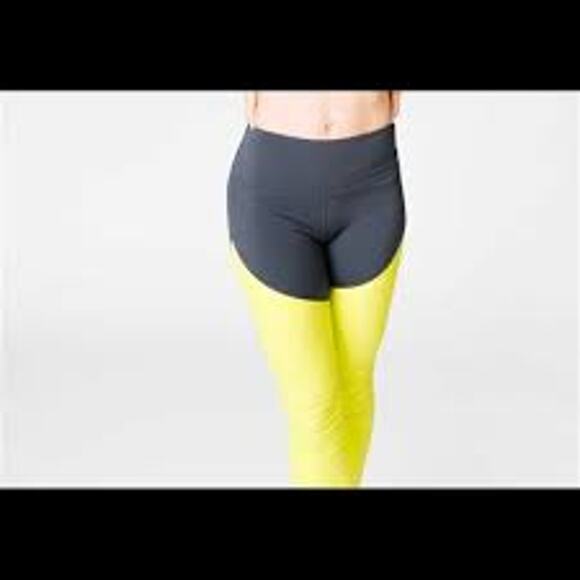 Zyia - Gray and Yellow High Rise Athletic Leggings - 14/16 - Picture 1 of 11